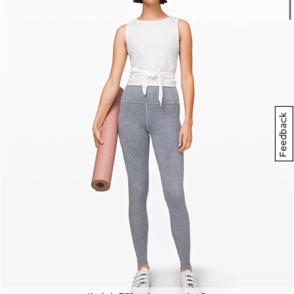 LULULEMON Wunder Under High Rise Ribbed Tights Leggings Snow Washed